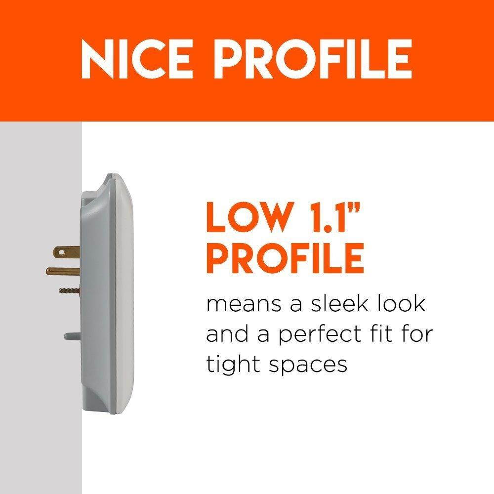 ECHOGEAR Low Profile Surge Protector Design with 3 AC Outlets & 2 USB Ports &ndash; 540 Joules of Surge Protection - Installs Over Existing Outlets to Protect Your Gear & Increase Outlet Capacity