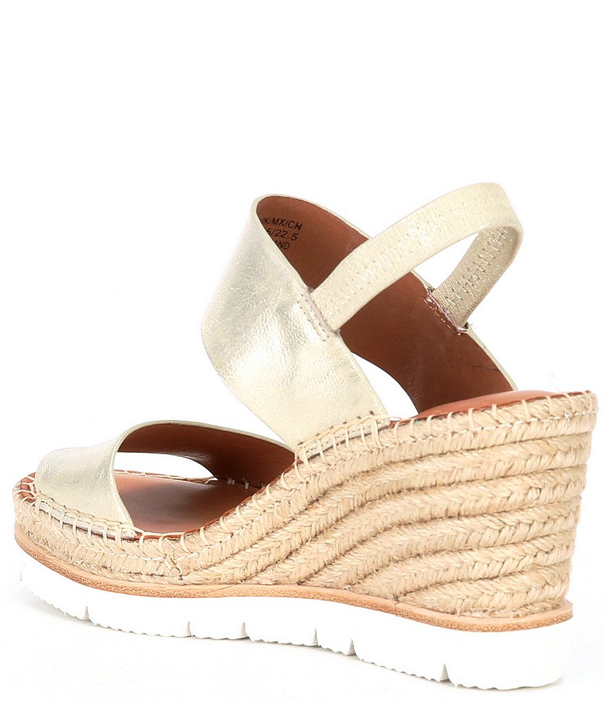 Gentle Souls Elyssa Two Band Leather Espadrille Platform Wedge Sandals