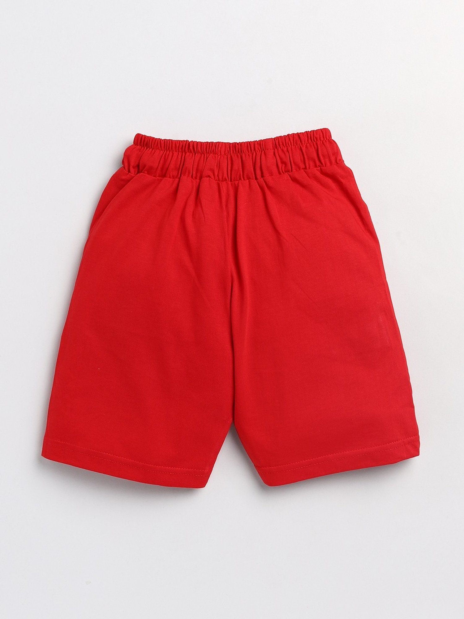 Todd N Teen Kids Red & Grey Cotton Printed Bermunda