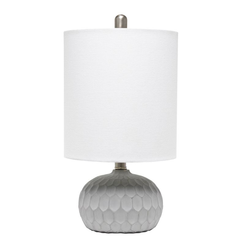 Concrete Thumbprint Table Lamp with Fabric Shade White - Lalia Home