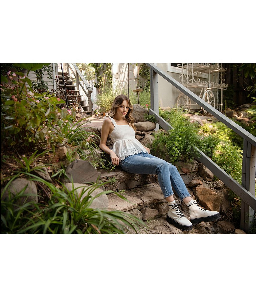 Coco + Jaimeson Sleeveless Smocked Bodice Eyelet Top