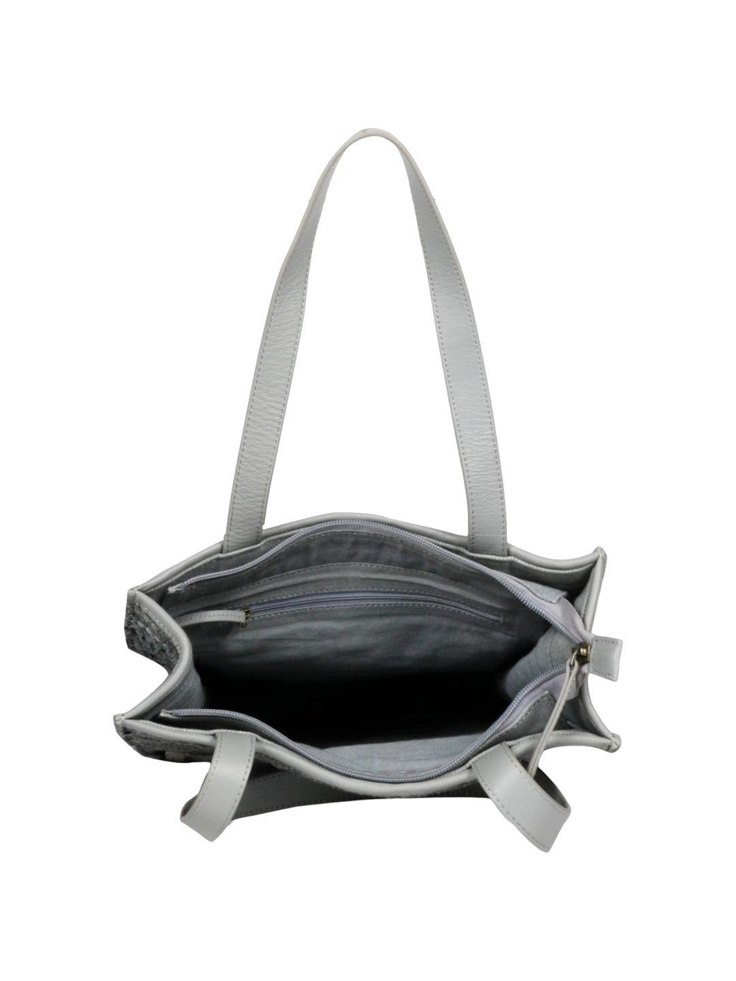 Favore Grey Woven Medium Tote Handbag