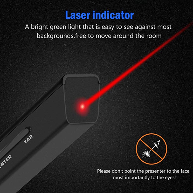 Wireless Presenter Rechargeable Hyperlink USB Presentation Powerpoint Clicker Remote Control Slide Advancer 24GHz