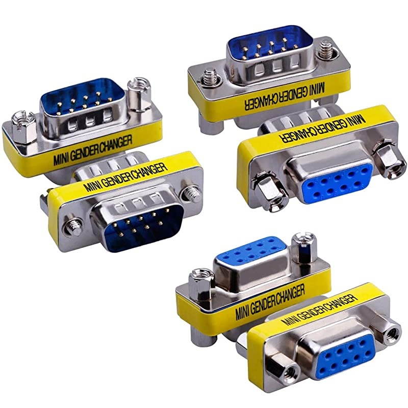 6-Pack 9Pin RS232 Serial Cable DB9 Male to Male/Female to Female/Male to Female Mini Gender Changer Adapter Coupler Connector
