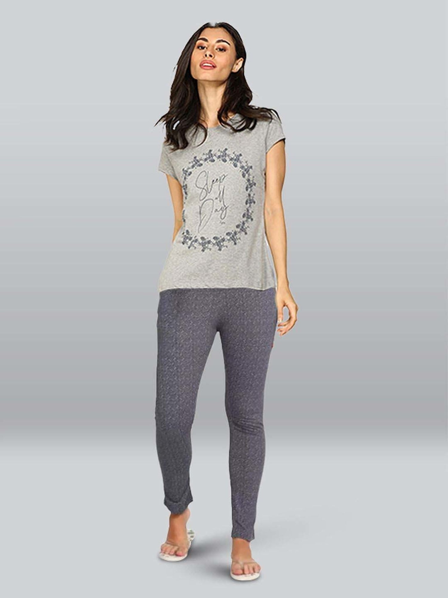 Lyra Pewter Grey Printed Pyjamas
