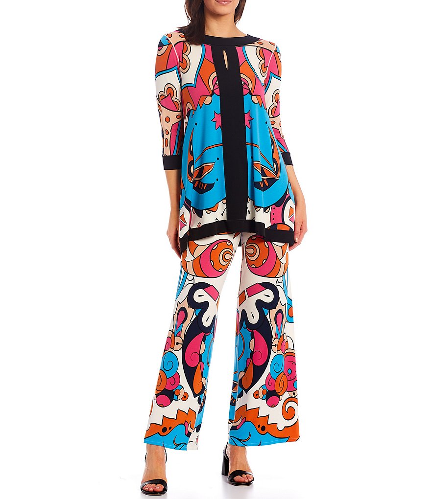 Eva Varro 3/4 Sleeve Pop Art Keyhole Tunic