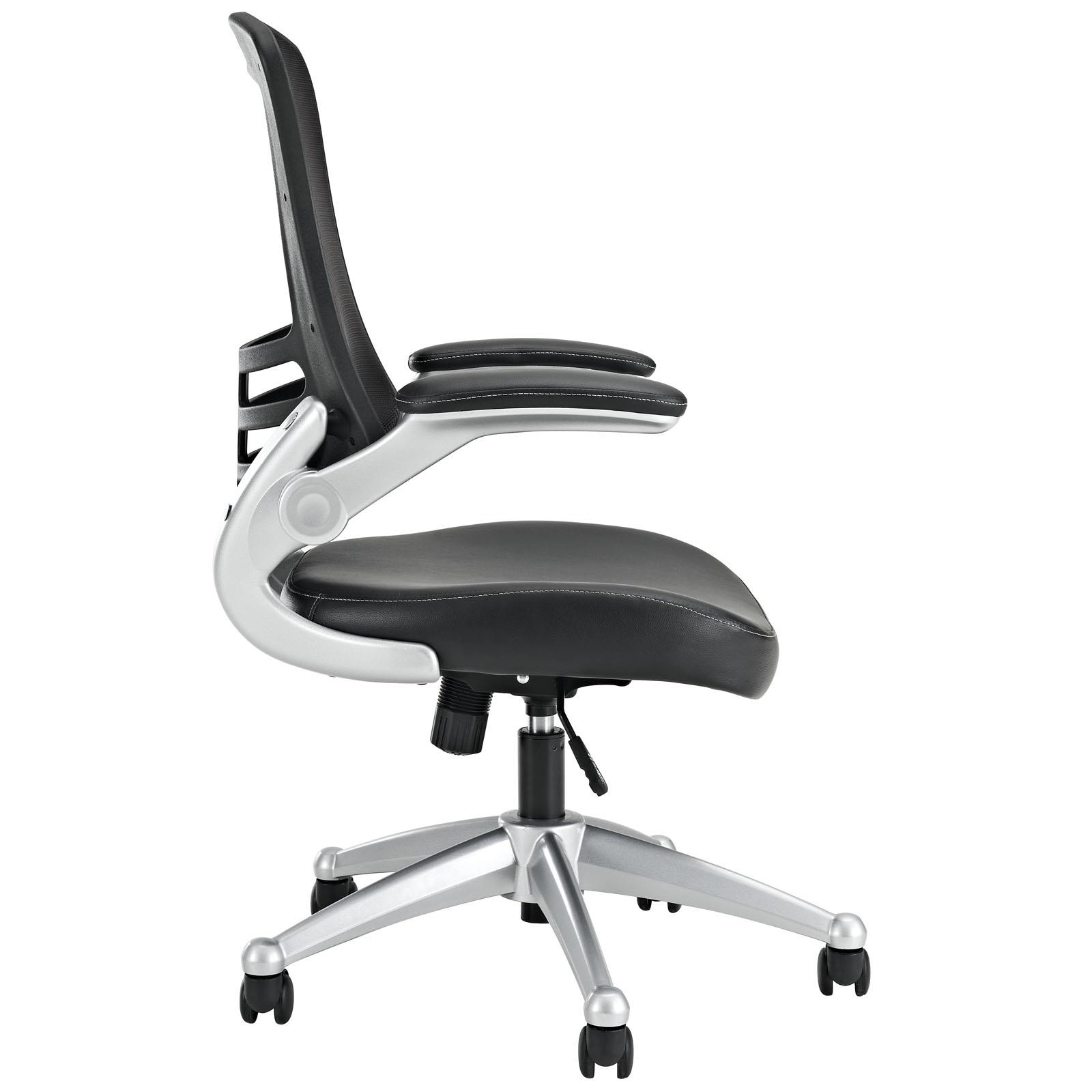 Modway EEI-210-BLK 40.5 - 43.5 H x 26.5 W x 25 L in. Attainment Office Chair in Black Mesh & Leatherette, Black