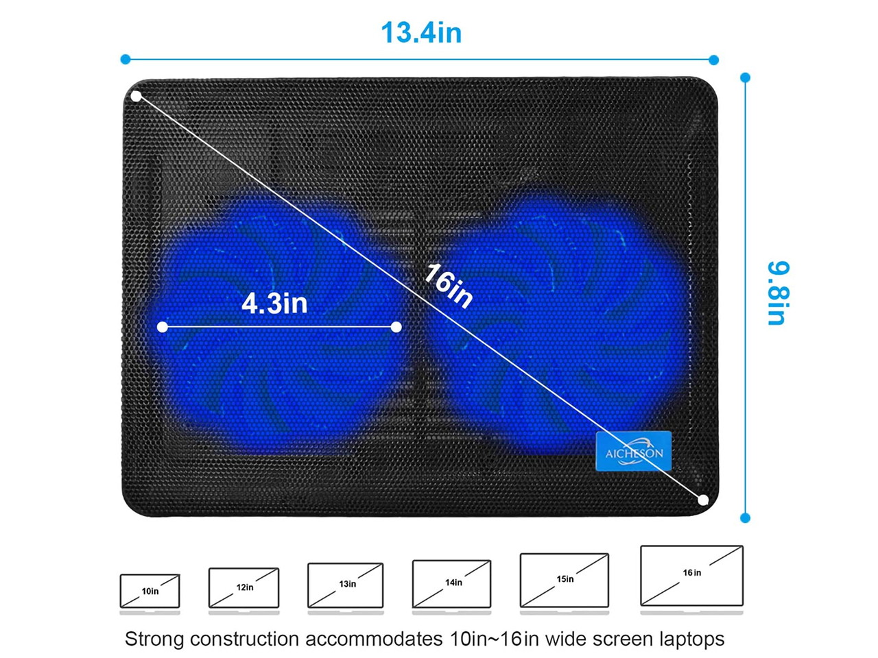 Laptop Cooling Pad, Laptop Cooler with 5 Quiet Red LED Fans for 12"-17" Inch Laptop, Dual USB 2.0 Ports, Portable Angle Adjustable Laptop Stand for Gaming Laptop-Green