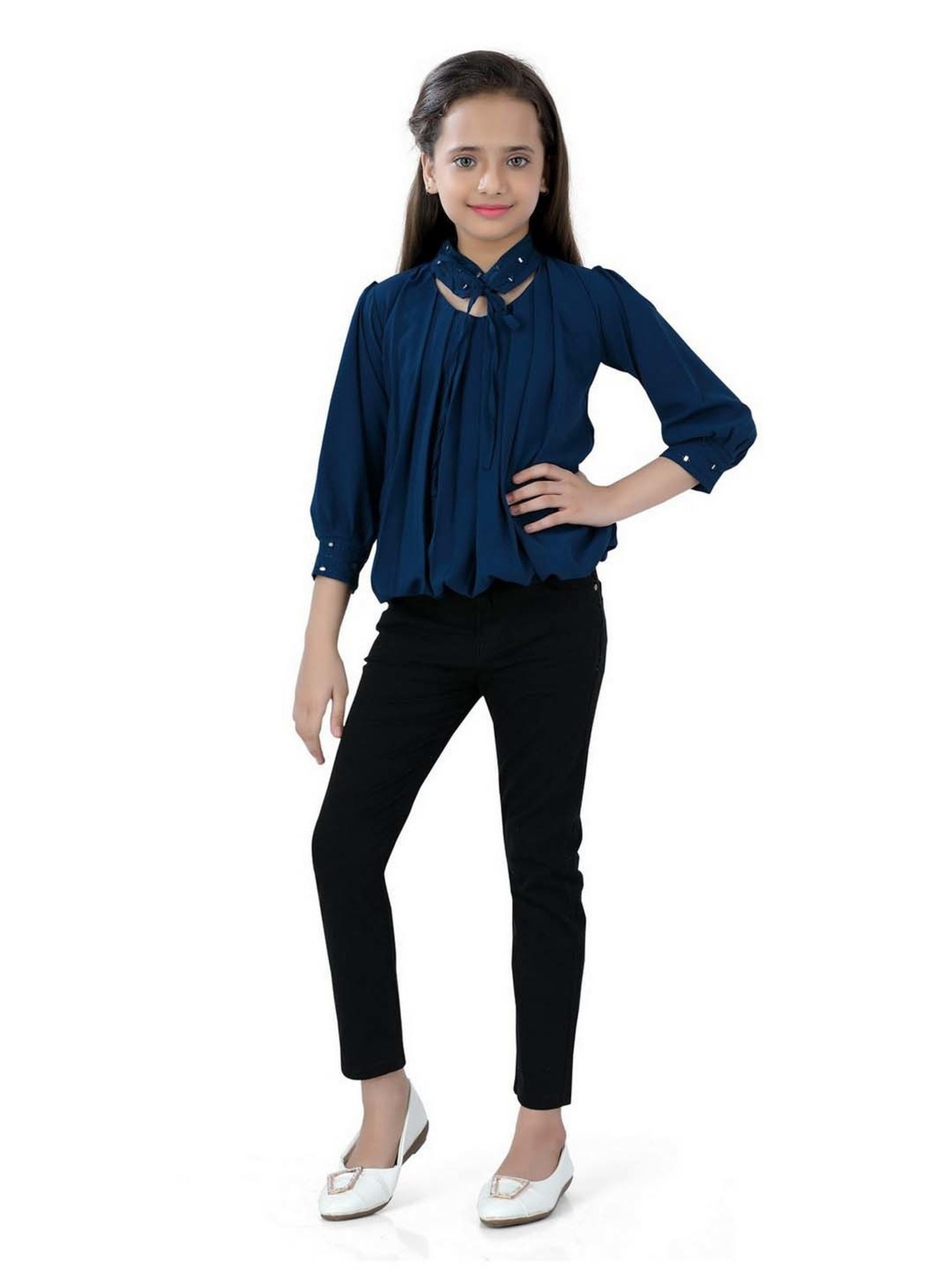 poplins Kids Blue Cotton Regular Fit Top