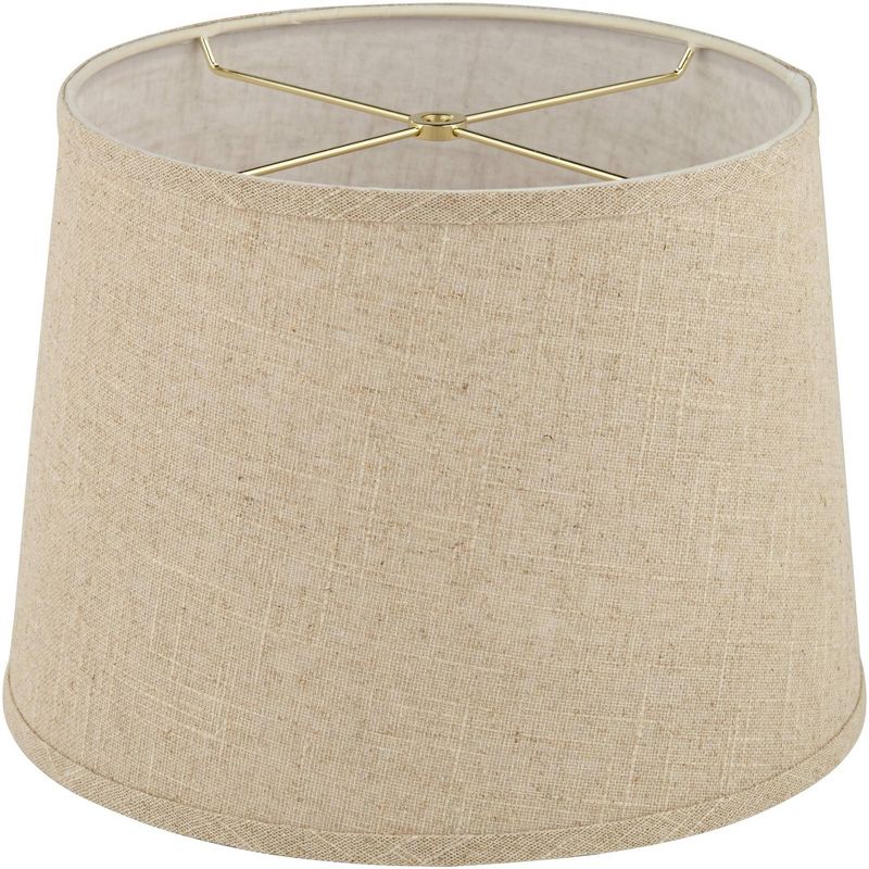 Set of 2 Burlap Linen Medium Drum Lamp Shades 11" Top x 13" Bottom x 9.5" Slant x 9.5" High (Spider) Replacement with Harp and Finial