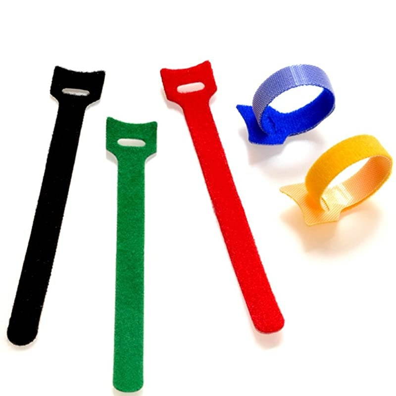 50PCS Cable Ties Reusable, Premium 6-Inch Hook and Loop Cord Organizer Wire Ties, Microfiber Cloth Cable Management Straps, 5 Colors