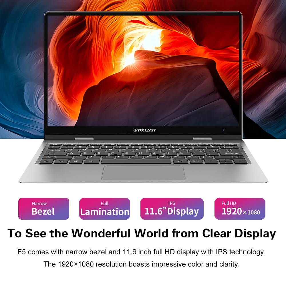 Lemonra F15 Laptop 15.6 In Notebook  Intel N4100 Quad Core 2.4GHz Intel UHD Graphics 600 LPDDR4 8GB RAM 256GB SSD Pocketbook Windows 10 OS 1920x1080 FHD Netbook