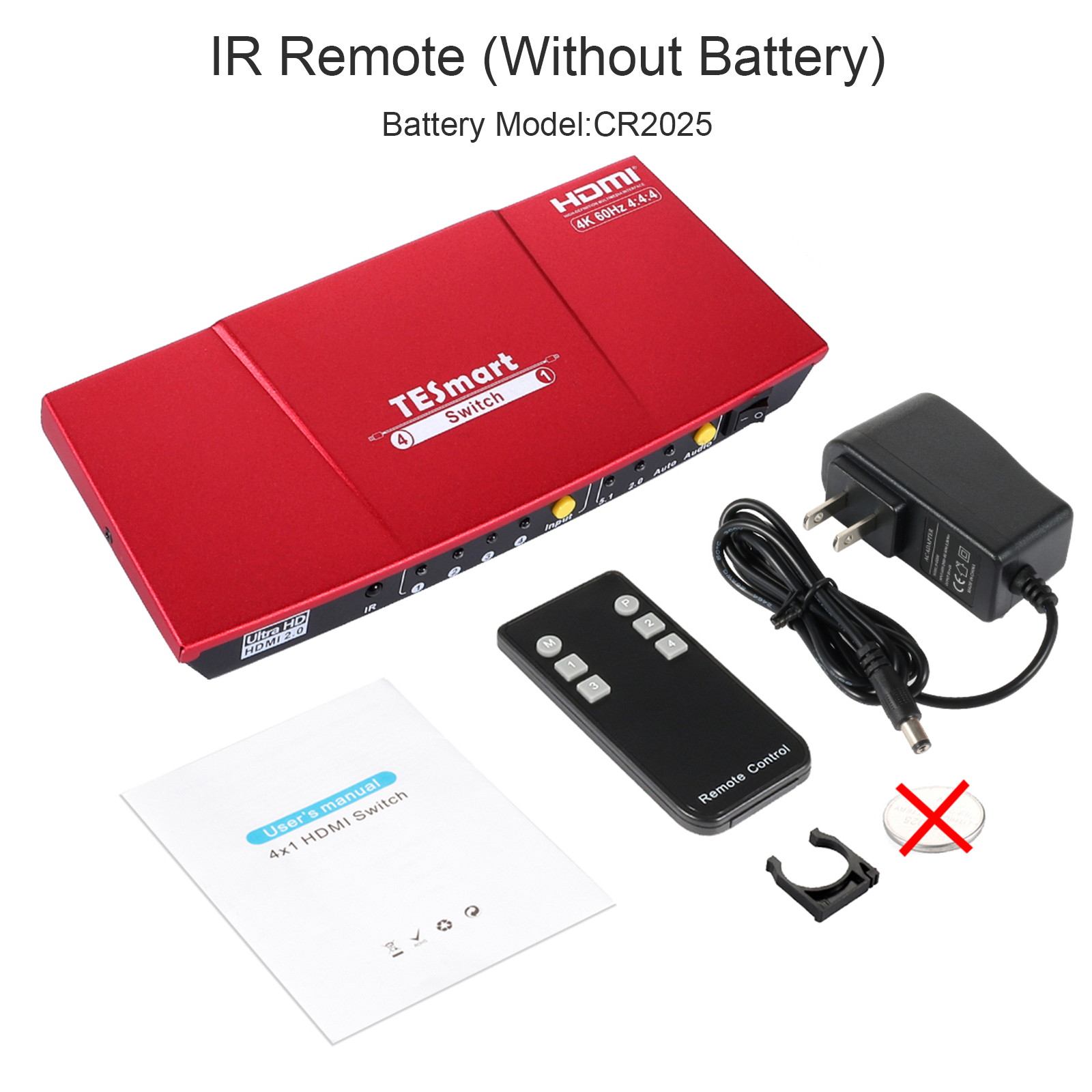 TESmart 4x1 HDMI Switch Ultra HD supports 4K@60Hz 4: 4: 4, 4-port HDMI switch 3DTV pass-through, Support S/PDIF and L/R audio out and IR remote control, For Xbox 360/One, PS4/PS3