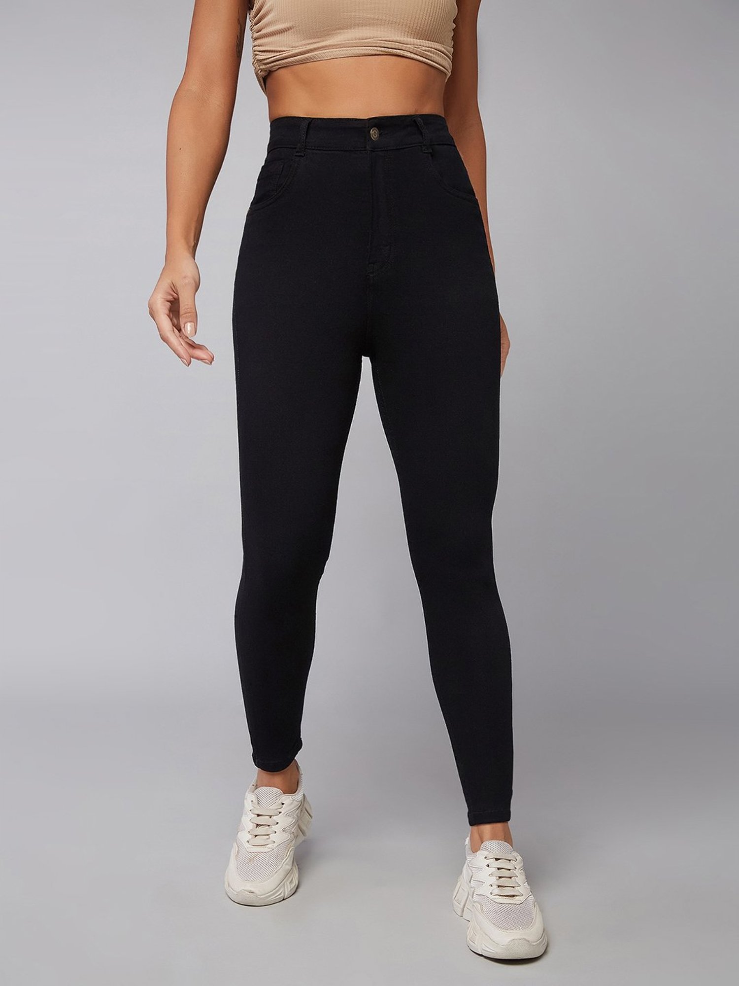 DOLCE CRUDO Black High Rise Stretchable Jeans