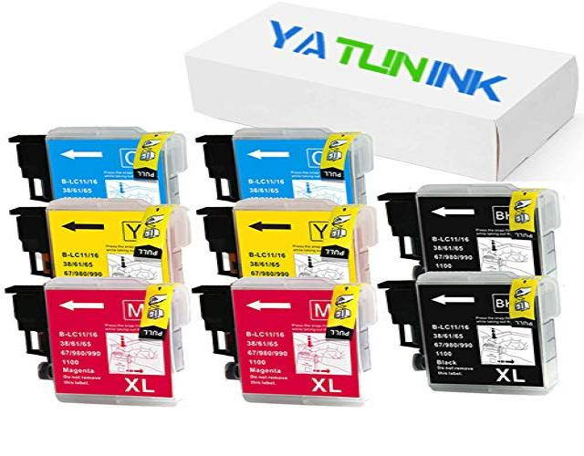 YATUNINK 8 Pack ( 2BK / 2C / 2M / 2Y ) Compatible Injet Cartridge for Brother LC-61 LC61 Use in MFC-290C MFC-490CW MFC-5490CN MFC-5890CN MFC-6490CW MFC-790CW MFC-990CW