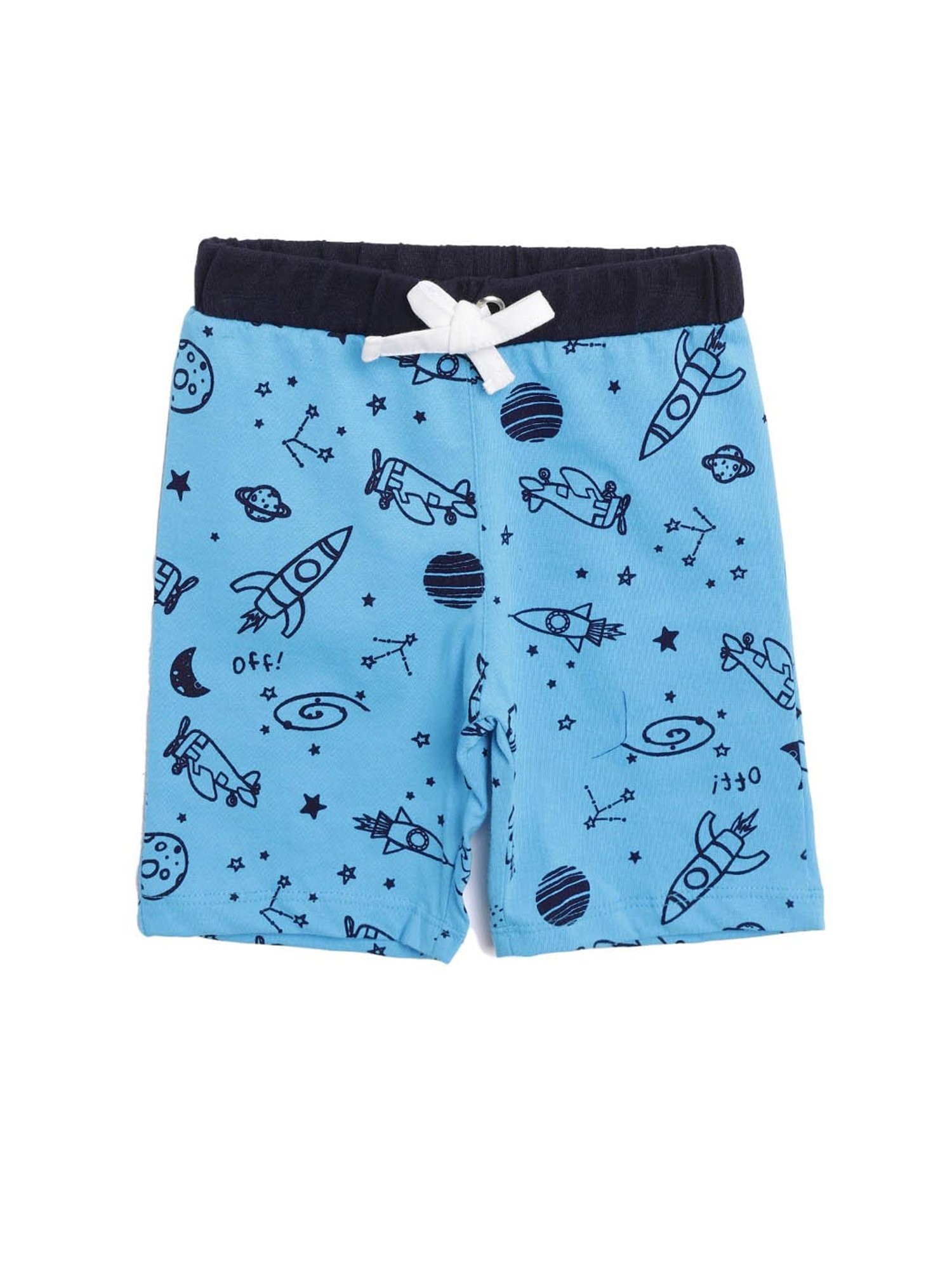 Lazy Shark Kids Blue & Navy Printed  T-Shirt with  Shorts