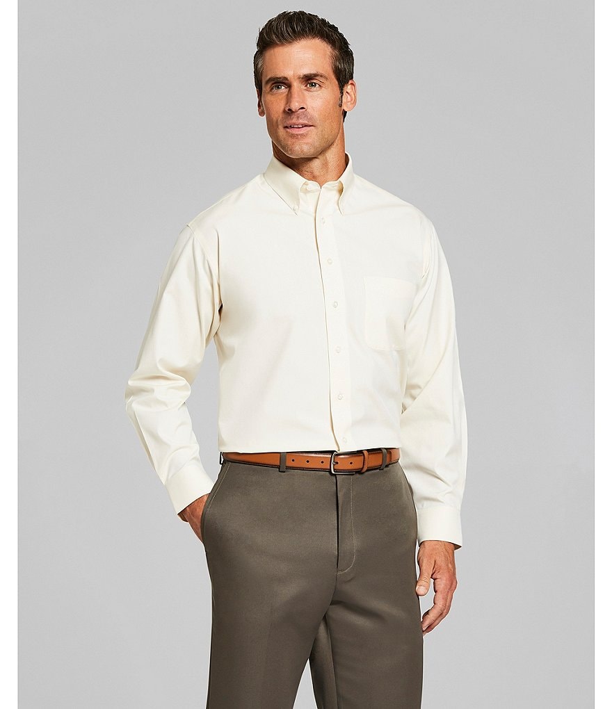 Gold Label Roundtree & Yorke Non-Iron Fitted Button-Down Collar Solid Dress Shirt