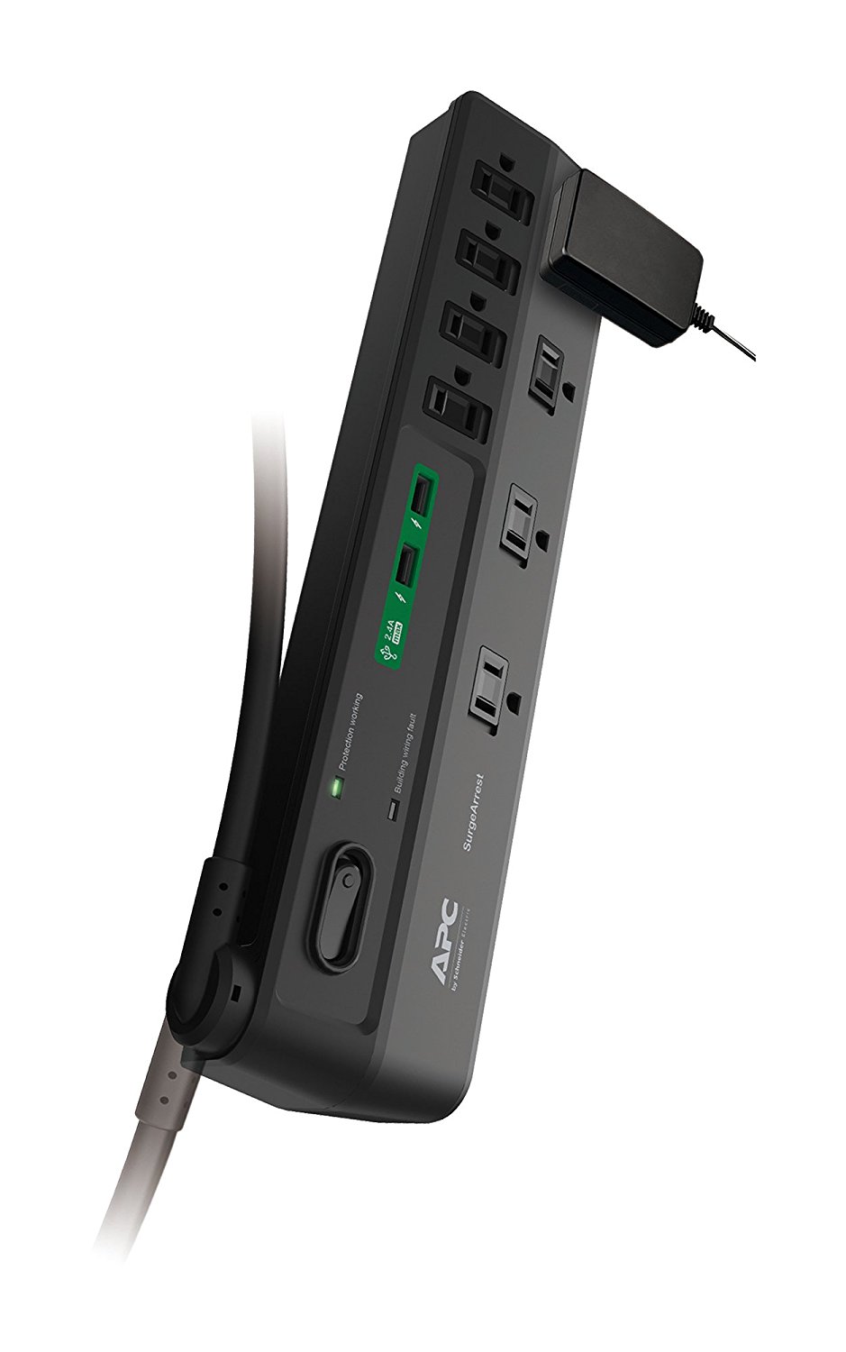 APC 8-Outlet Surge Protector 2630 Joules with USB Charger Ports, SurgeArrest