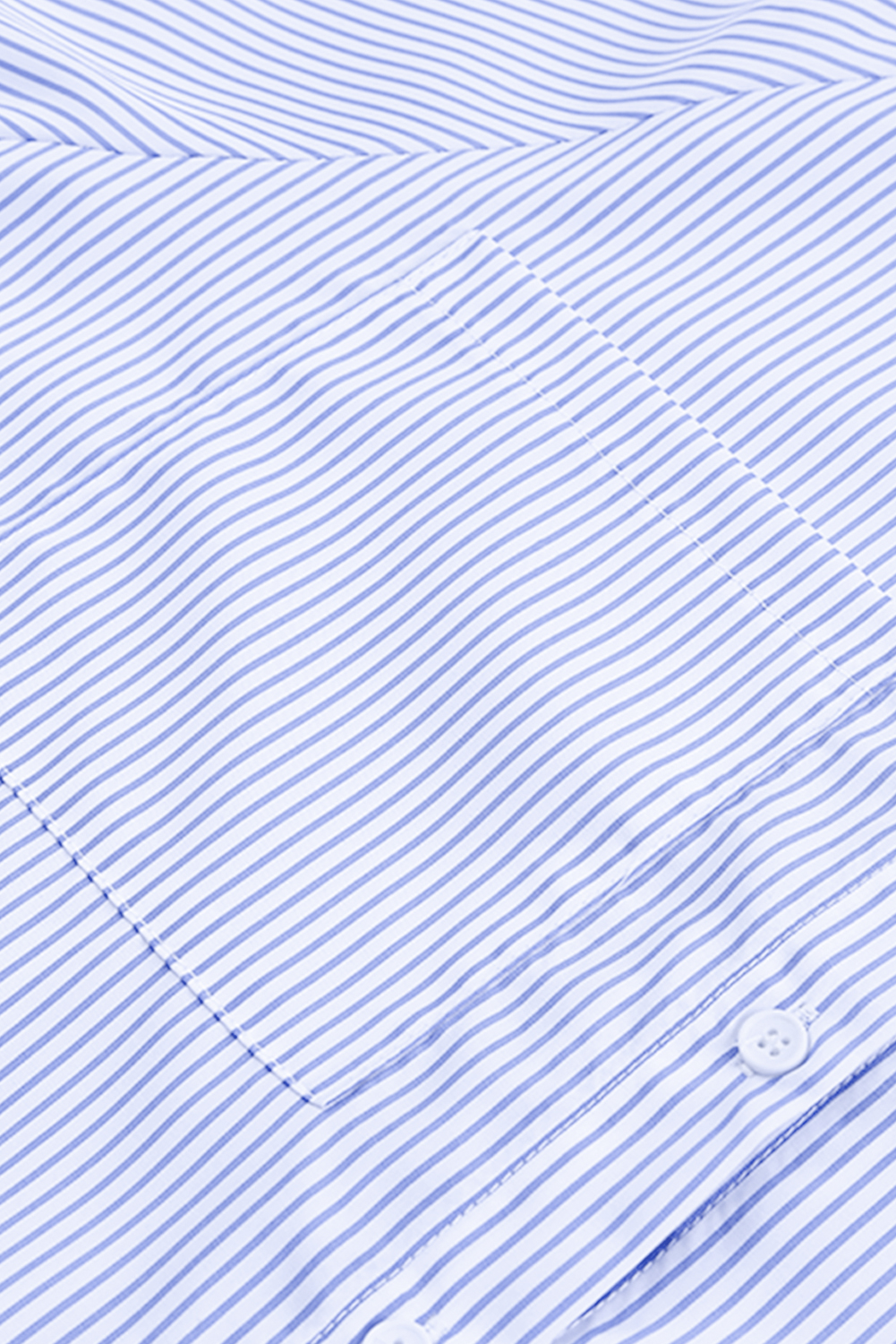 Light Blue Casual Striped Shirred Cuffs Shirt