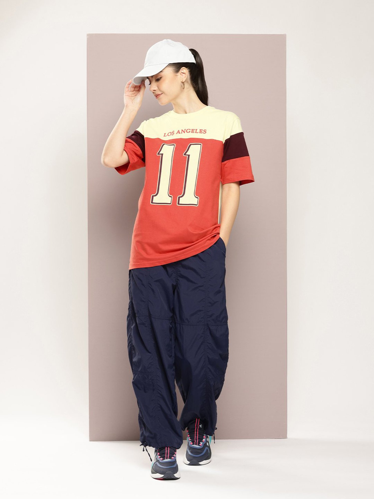 Dillinger Red Cotton Graphic Print Oversized T-Shirt