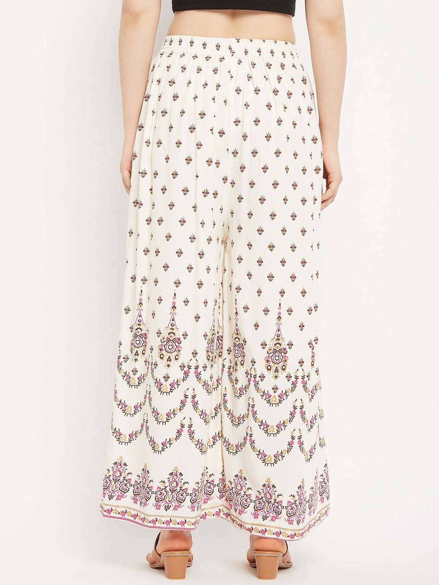Castle Off-White Printed Palazzos