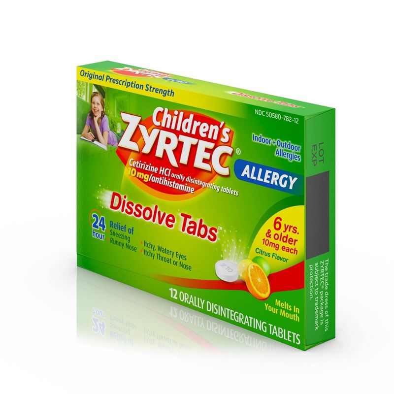 Children's Zyrtec 24 Hour Allergy Relief Dissolve Tabs - Citrus Flavor - Cetirizine - 12ct