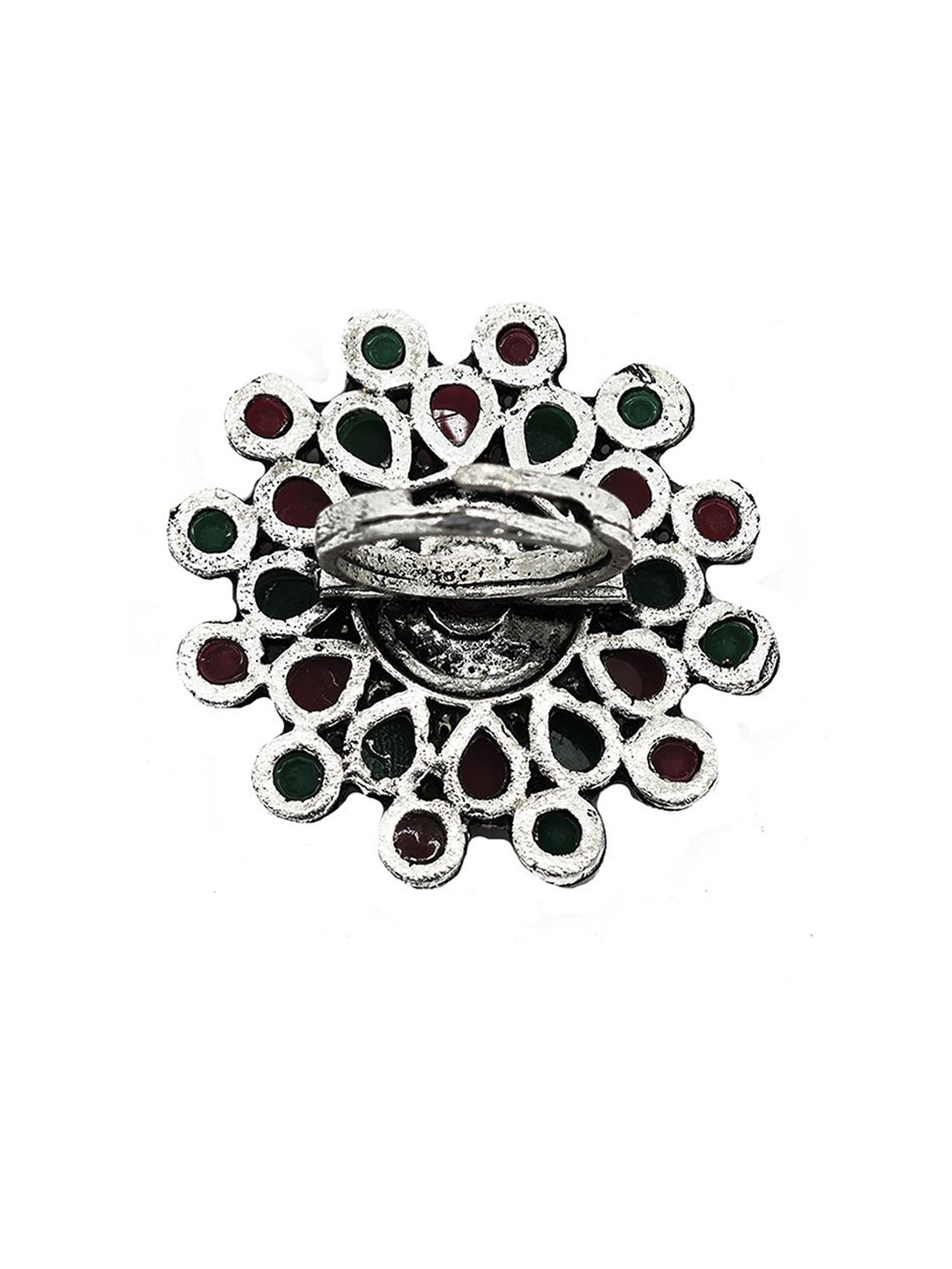Teejh Vani Multicolored Stone Silver Ring