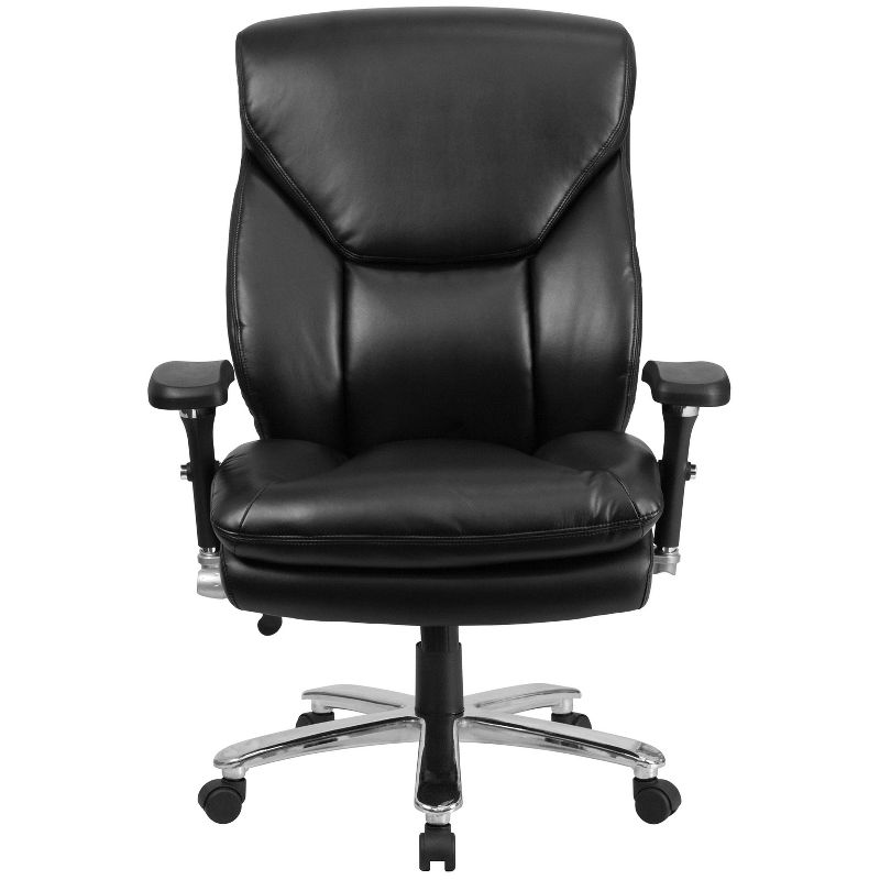 48" Leather Rated High Back Executive Swivel Ergonomic Office Chair with Large Headrest Black - Riverstone Furniture