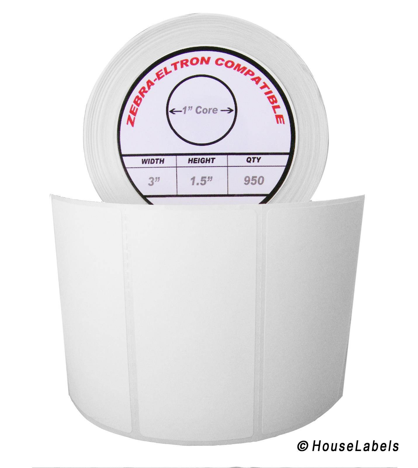 Zebra/Eltron-Compatible 3 x 1.5 Labels (3" x 1-1/2") -- BPA Free! (9 Rolls; 950 Labels per Roll)