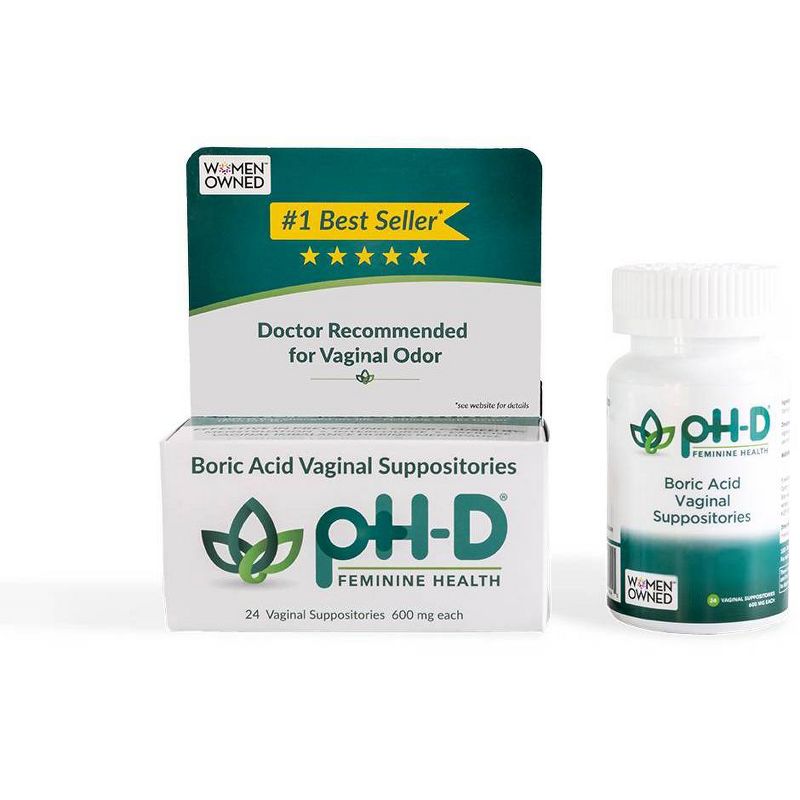 pH-D Feminine Health Boric Acid Vaginal Suppositories - 24ct