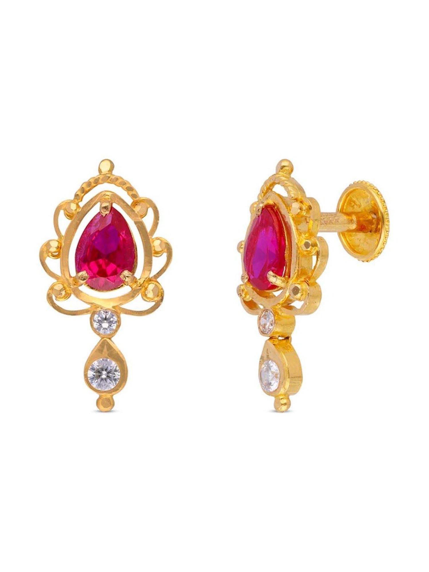 CKC Radiant Elegance: Gold Drops Set with Colorful Zircon