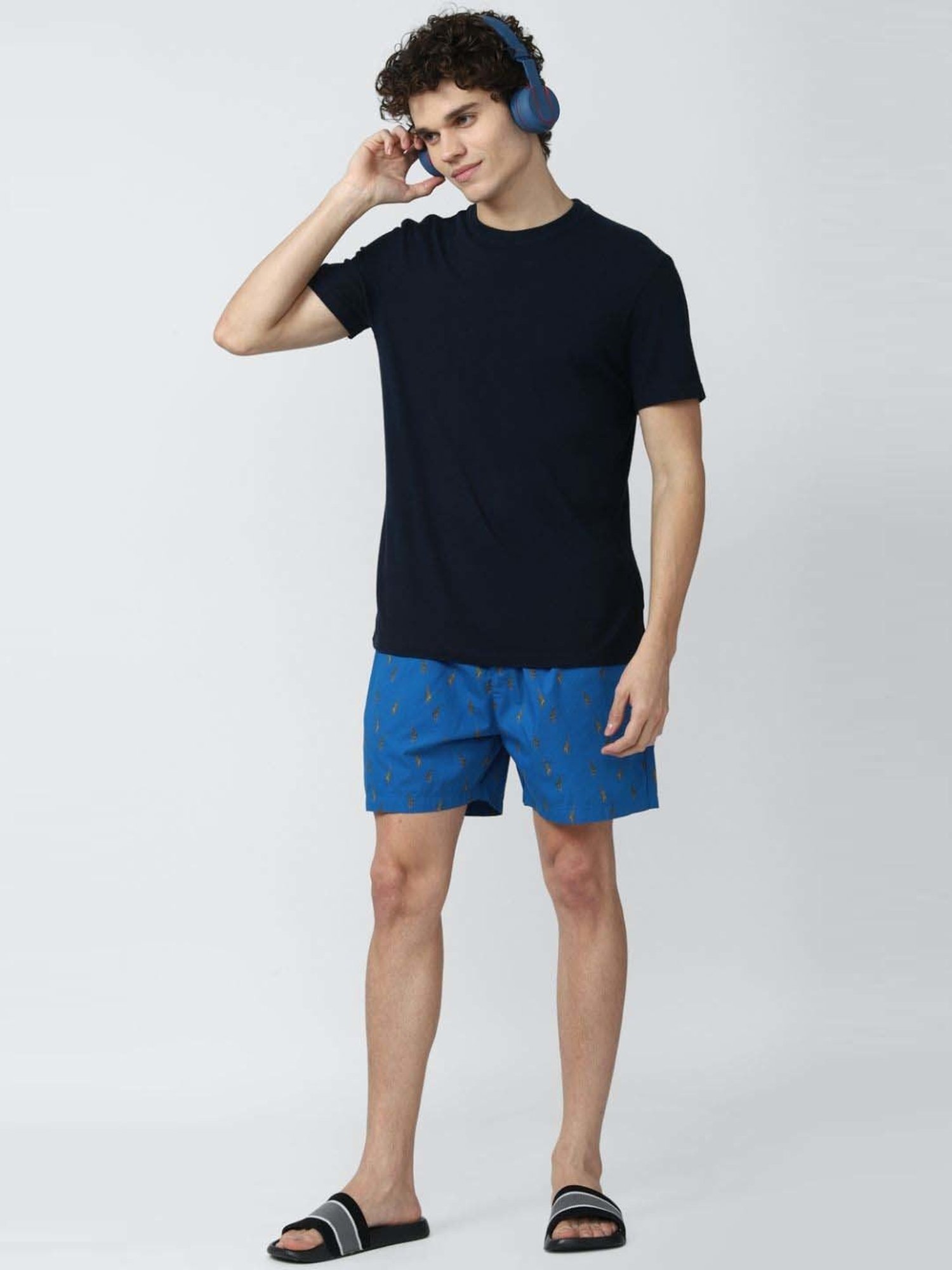 Peter England Blue Cotton Regular Fit Printed Boxers