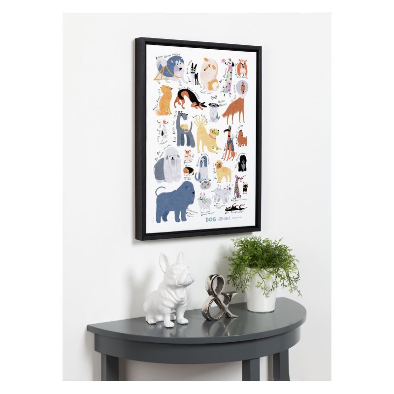 18" x 24" Sylvie Dog Alphabet Framed Canvas by Lida Larina Black - Kate and Laurel