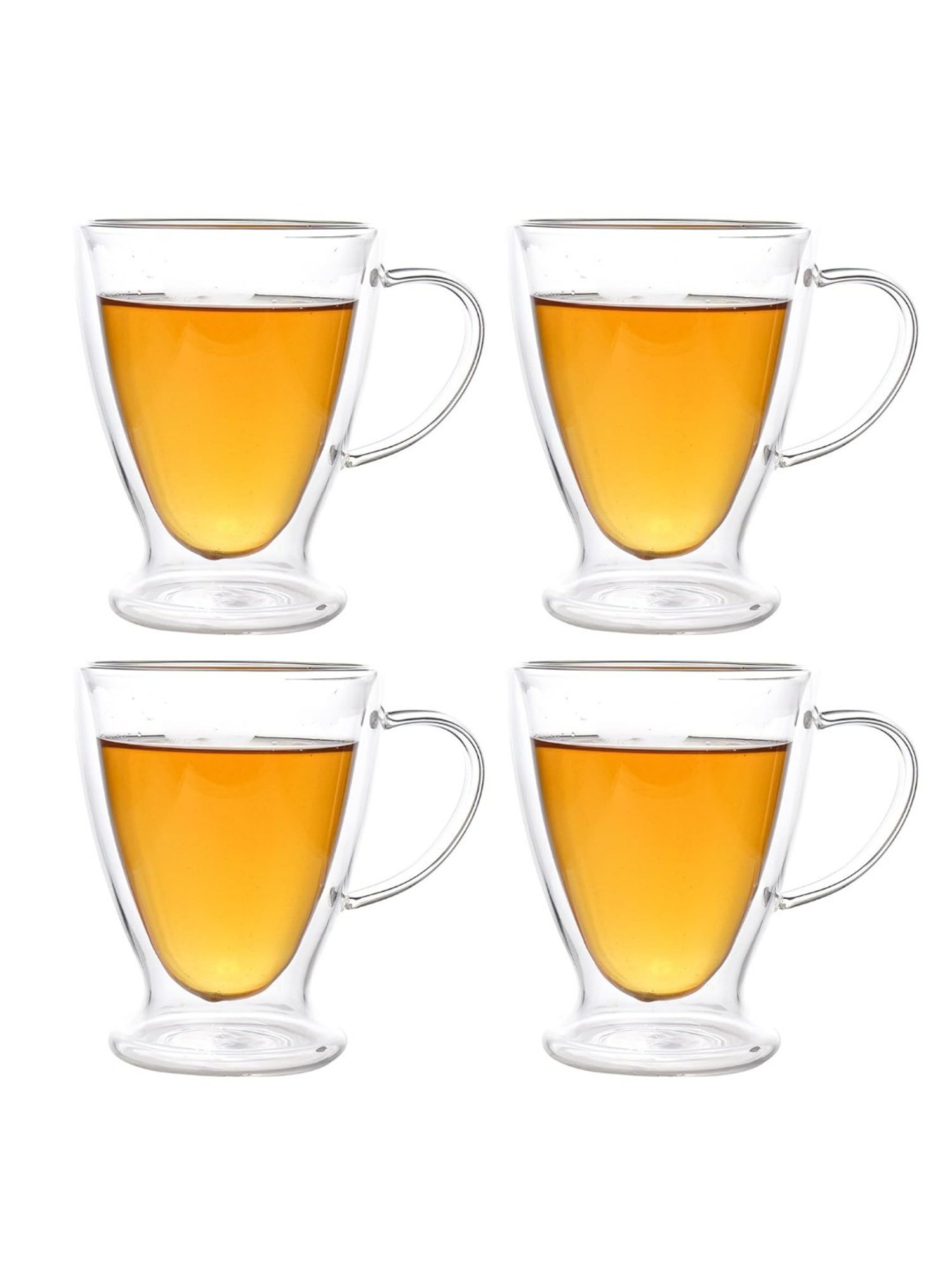 Femora Transparent Borosilicate Double Wall Coffee Cup - Set of 4 (320ml)