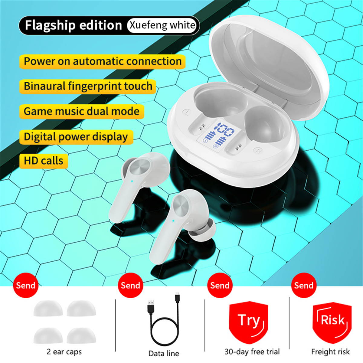 Wireless Earbuds,True TWS Bluetooth 5.0 Headphones In-Ear Built-in Mic Earphones,Low Latency Game &Music Dual Mode,Touch ControlStereo Headset