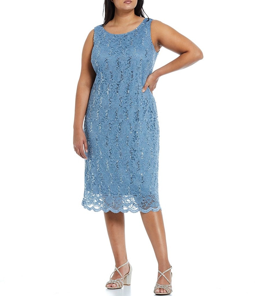Marina Plus Size Stretch Sequin Lace 2-Piece Jacket Dress