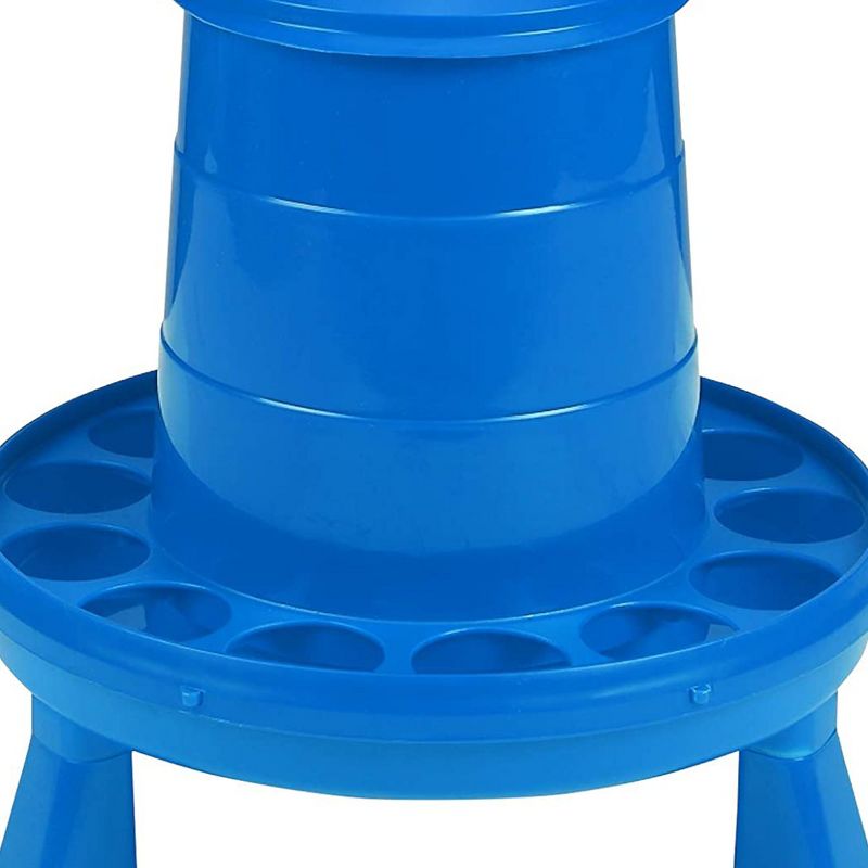 Little Giant 4 Pound Poultry Chicken or Bird Feeder Dispenser Container with Feed Saver Ring, Carrying Handle, and Legs, Blue