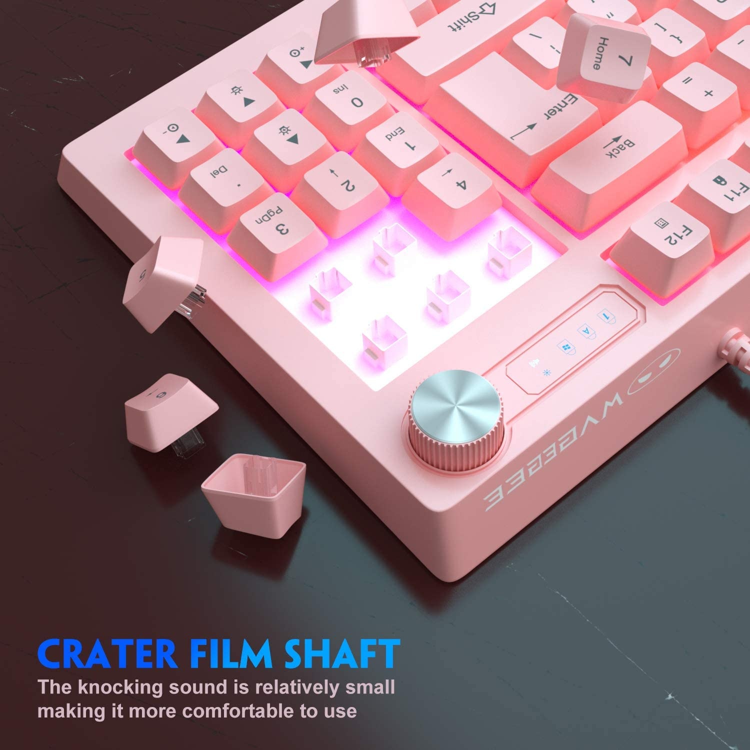 MageGee GT698 TKL Gaming Keyboard 89 Keys RGB Rainbow Backlit Computer Keyboard Anti-Ghosting USB Wired Gaming Keyboard for Windows Gaming PC Laptop (Pink)