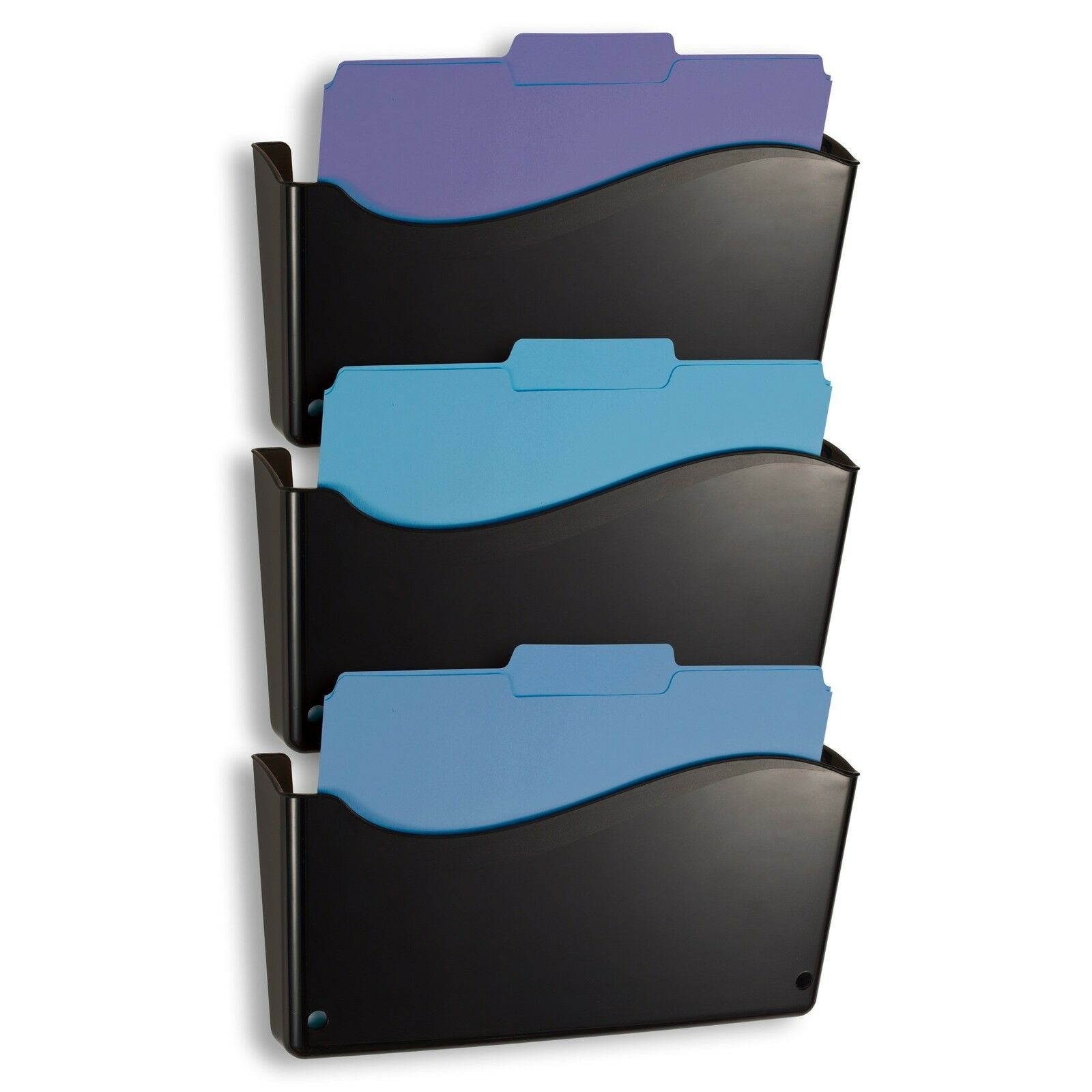 Officemate 22382 2200 Series Wall File System, Letter, Black, 3/pack