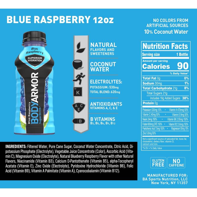 BODYARMOR Blue Raspberry Sports Drink - 8pk/12 fl oz Bottles