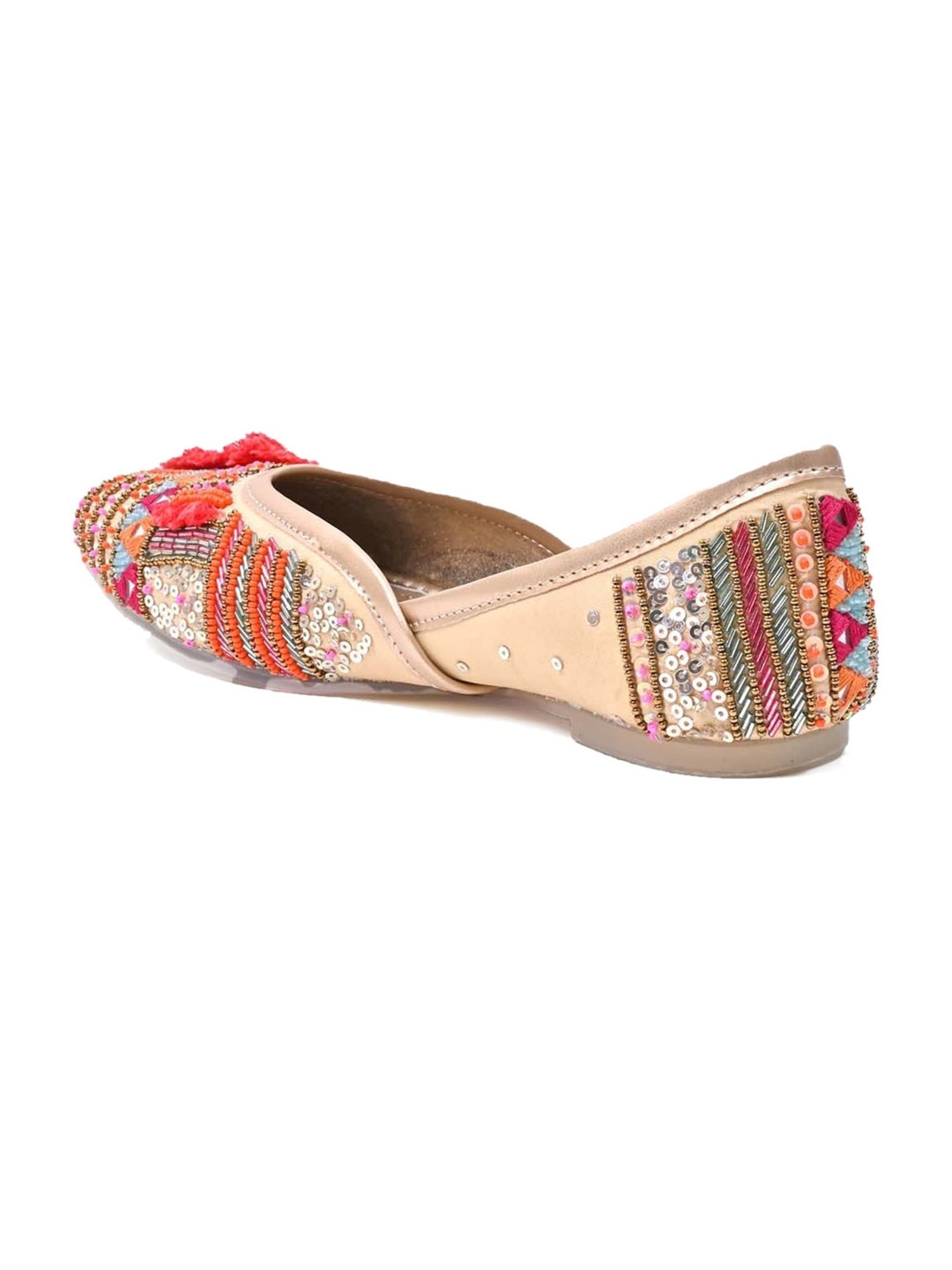 Jove Women's Beige Ethnic Juttis