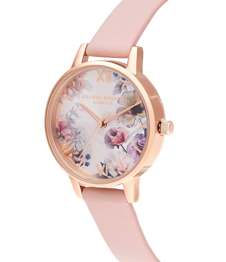 Olivia Burton Sunlight Florals Dusty Pink & Rose Gold Leather Strap Watch