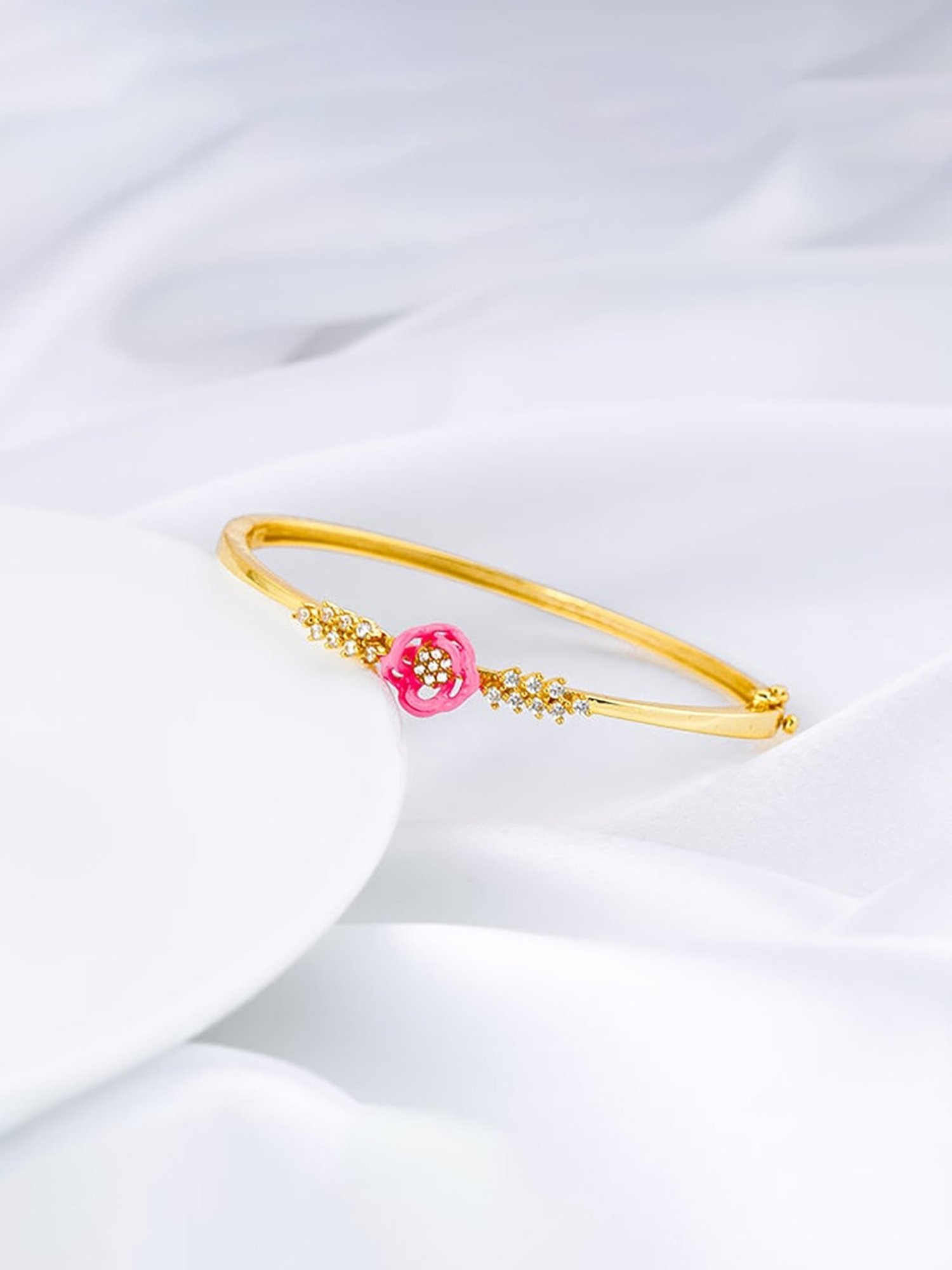 GIVA 92.5 Sterling Silver Bhumi Golden Pink Brahma Kamal Bracelet