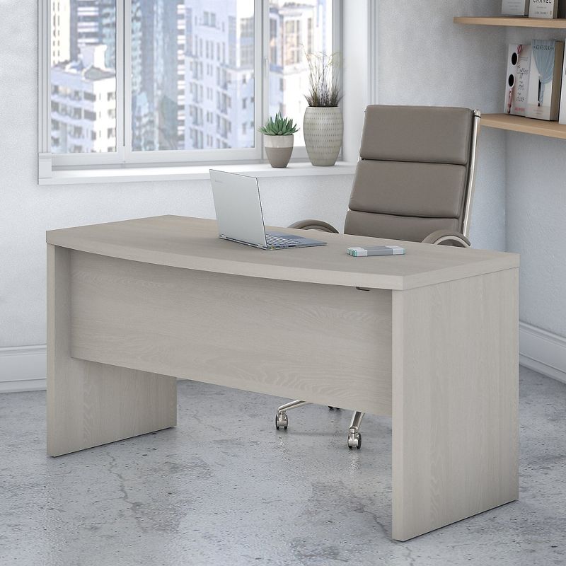 Office by kathy ireland Echo 60W Bow Front Desk, Gray Sand KI60205-03