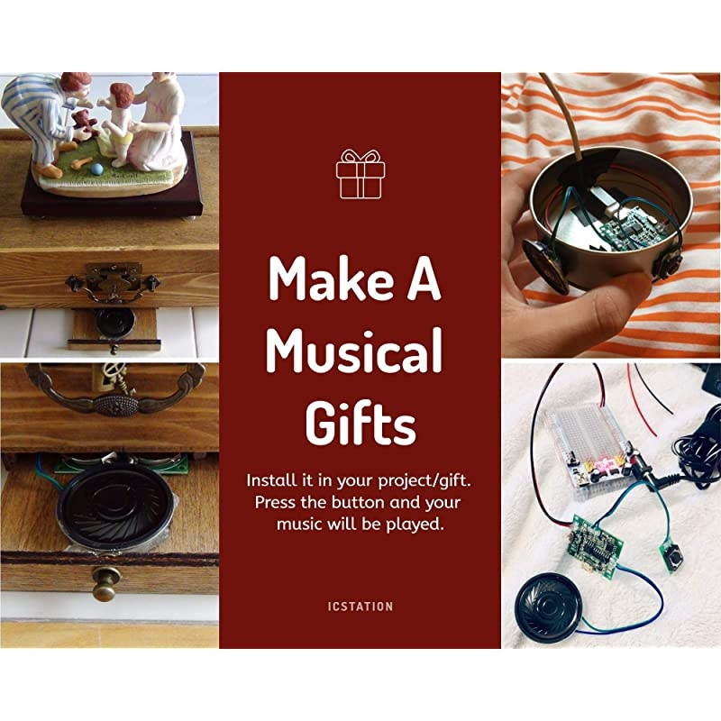 Recordable Sound Module Button Control 8M MP3 WAV Music Voice Player Programmable Board with Speaker for Mothers Day DIY Music Box Greeting Card Creative Gift