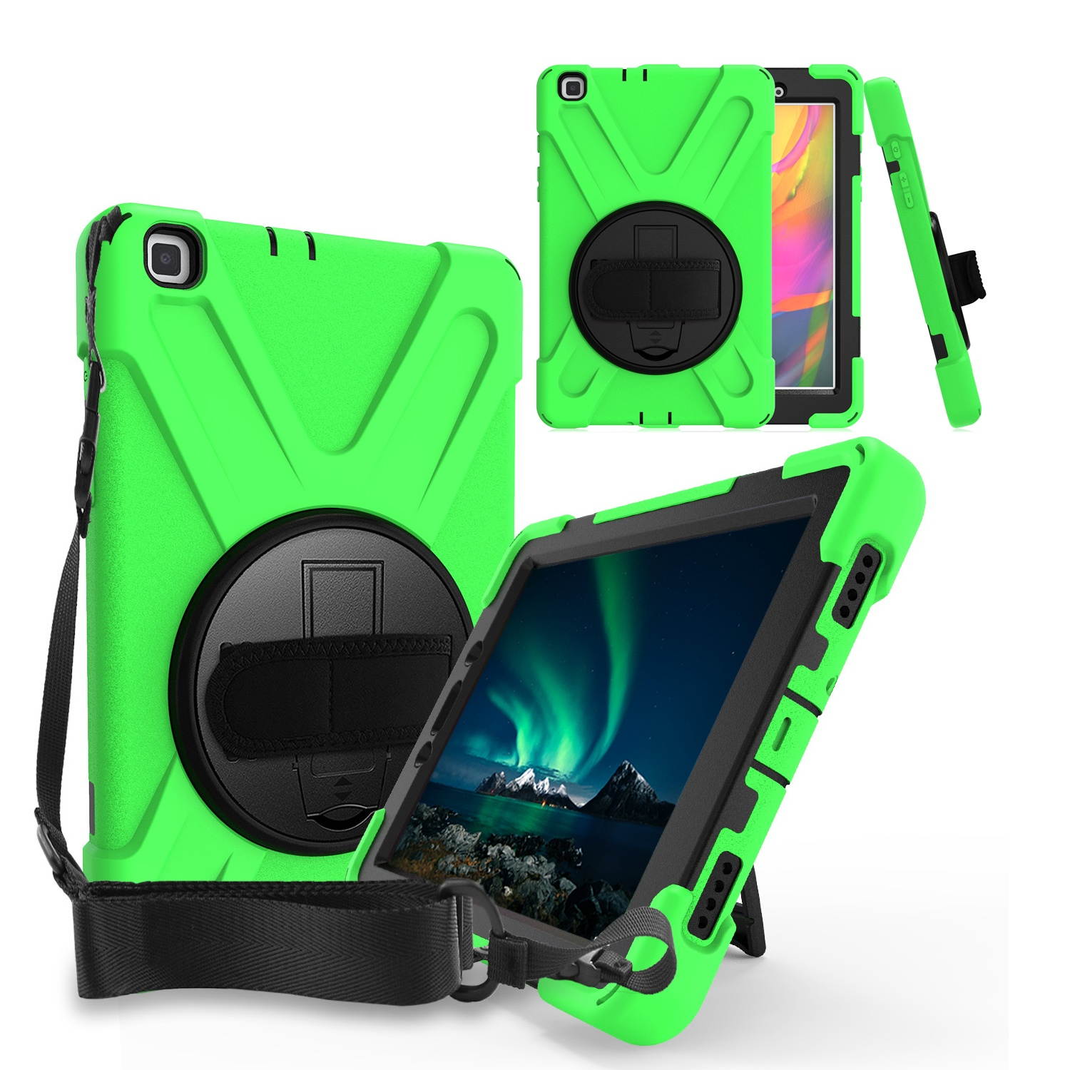 KIQ Shockproof Heavy Duty Shield Case with Impact/Crack/Shatter Resistant Ceramic Screen Protector for Samsung Galaxy Tab A 8.0 2019 SM-T290 (Green)