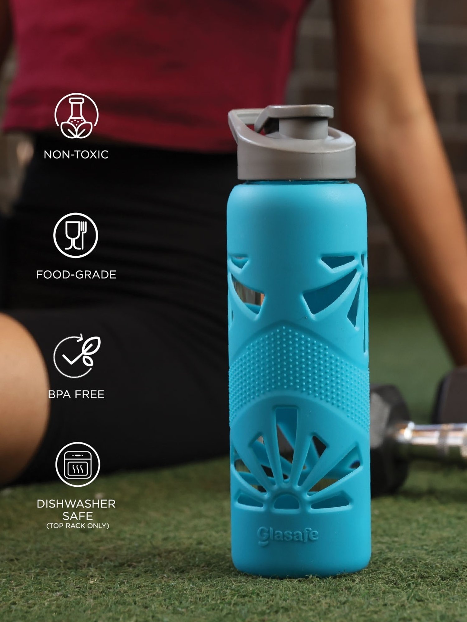 Glasafe Solo On-the-go Tranquil Teal Borosilicate Tiffin Combo