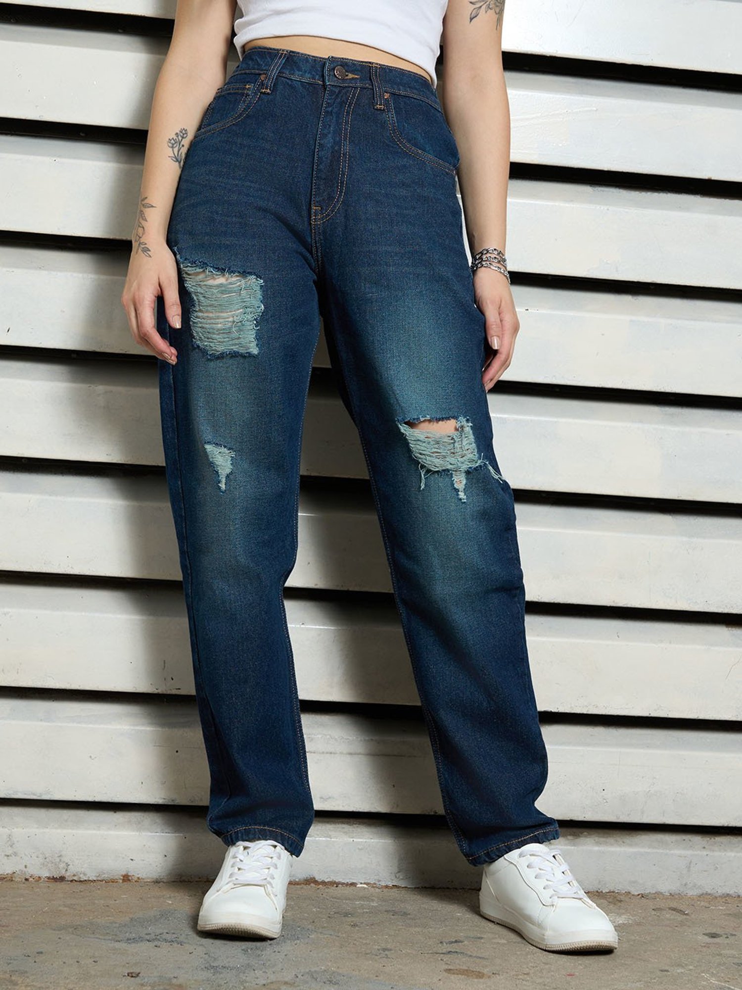 High Star Blue Relaxed Fit High Rise Jeans
