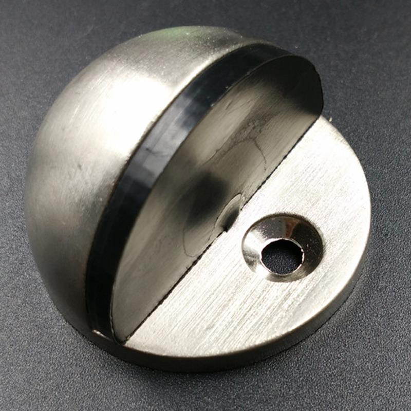 New Arrival 1PC 45mm Dia Casting Floor-mounted Door Stops APS Zinc Alloy Satin Chrome Half Moon Door Stopper Wood Door Holder