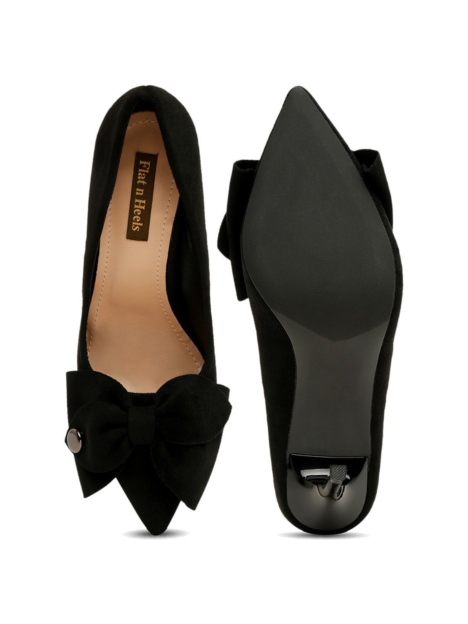 Flat N Heels Women's Black Stiletto Pumps